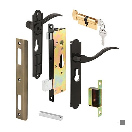 Prime-Line Security Screen or Storm Door Lever Set, Contemporary, Black Finish, Keyed Single Locking Cylinder K 5438